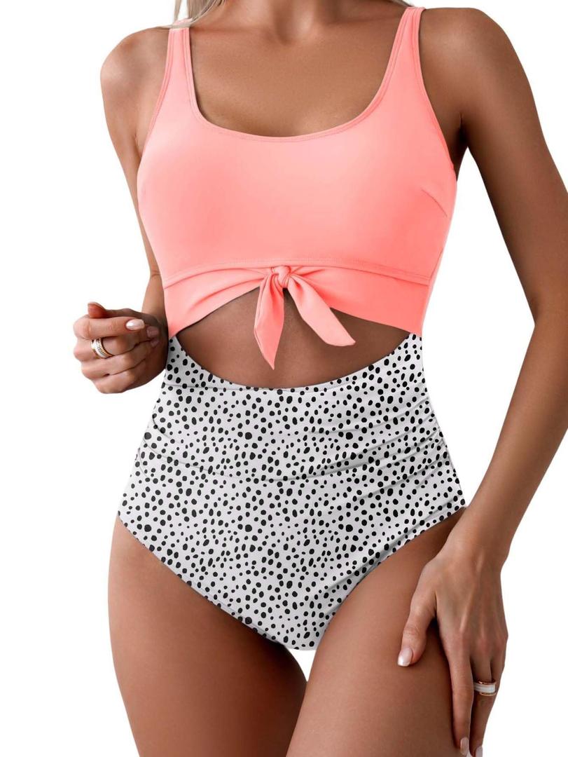 Eomenie Women's One Piece Swimsuit Tummy Control Slimming Bathing Suit Cutout Tie Knot Swimwear size medium