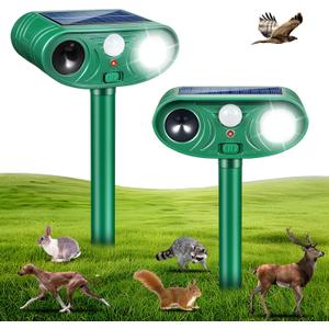 2026 Upgraded Solar Animal Repellent Ultrasonic Outdoor 2 Pack, IP65 Waterproof Deer Deterrent & Cat Repellent with Motion Sensor Strobe Light, Raccoon Rabbit Squirrel Repeller to Protect Yard Garden