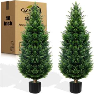 48-inch Artificial Cypress (2 Packs) - UV-Resistant Artificial Shrub with Pot, Suitable for Outdoor and Indoor use, Front Porch, Garden Decoration