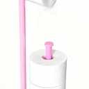 CISILY Pink Toilet Paper Holder Stand with Phone Shelf, Bathroom Toliet Decor Decoration. Tissue Paper Roll Holder Free Standing Storage Decor Accesories (Long)