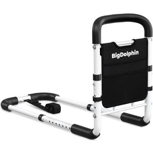 Bed Rails for Elderly Adults - ASTM Approved Adjustable Bed Cane with Non-Slip Ergonomic Handle & Storage Pocket, Bed Railings for Seniors Hold up to 350 LBS, Tool-Free