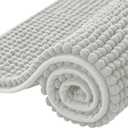 SUBRTEX Bathroom Rugs, 24" x 36" Chenille Bath Rug Soft Short Plush Bath Mat Soft Shower Mat Water Absorbent Shower Mat Quick Dry Machine Washable, Light Gray