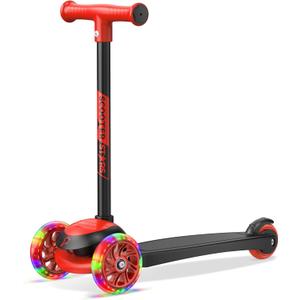 3 Wheel Scooter for Kids, Smooth Light Up LED Front Wheels, Wide Anti Slip Deck, Rear Foot Brake, Easy Lean to Steer Maneuvering, Indoor & Outdoor Ride On Toys for Ages 2 Up