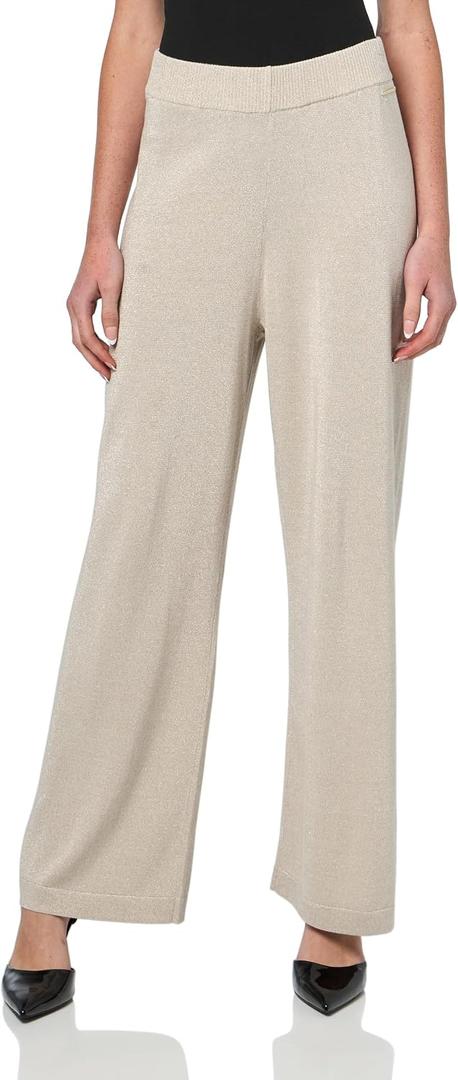 Halston Women's Wide Leg Soft Knit Pant (Beige, S)