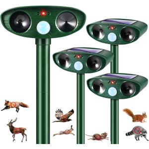 2026 Upgraded 3Pack Solar Ultrasonic Animal Repellent Outdoor Deer Repellent Devices Cat Squirrel Rabbit Dog Skunk Raccoon Deterrent, Animal Repeller with Motion Sensor for Garden Farm Yard,
