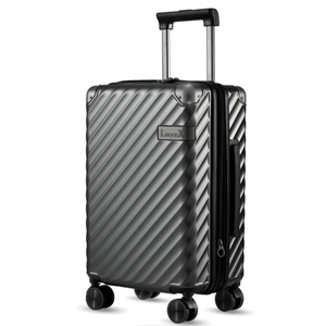 LUGGEX Carry on Luggage Airline Approved, Polycarbonate Hard Shell Suitcase, Expandable Luggage with Charger Port (Black, 20 Inch, 30.7L)