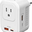 Voltage Converter for European Travel: 220V to 110V Converter US to Europe, Plug Adapter with Fast Charge 2 USB C, 2 USB A & 2 Outlets, Universal Travel Essentials for France Germany Italy Spain, etc
