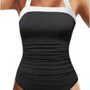Tempt Me Women One Piece Swimsuits Tummy Control Bathing Suits Push up Full Coverage Swimwear (Black, XL)