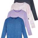 Real Essentials 4 Pack: Women's UPF 50+ Quick Dry Fit Sun Shirts Long Sleeve UV SPF Hiking Top Outdoor (X-Large)