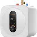 Under Sink Instant Hot Water Heater,2.5 Gallon Mini Tank Water Heaters with LED Display,1500W 120V Small Water Heater 1/2" NPT for RV, Kitchen, Compact Design with T&P Valve,3-Way Fitting Valve