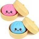 Pink and Blue Dumpling Squishies New Mystery Squishies Dumpling with Box Stress Relief Balls Sensory Toys Desk Squeeze Toys Gift(2PC)