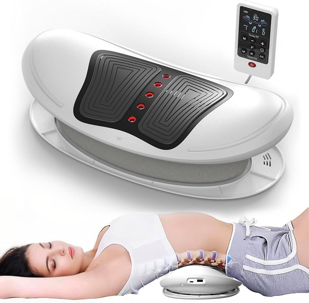 Quadruple Fusion Lower Back Massager, Back Stretcher for Lower Back Pain Relief and Decompression, Lumbar Traction Device with Rocking Stretch, Ideal Gift for Back Relaxation