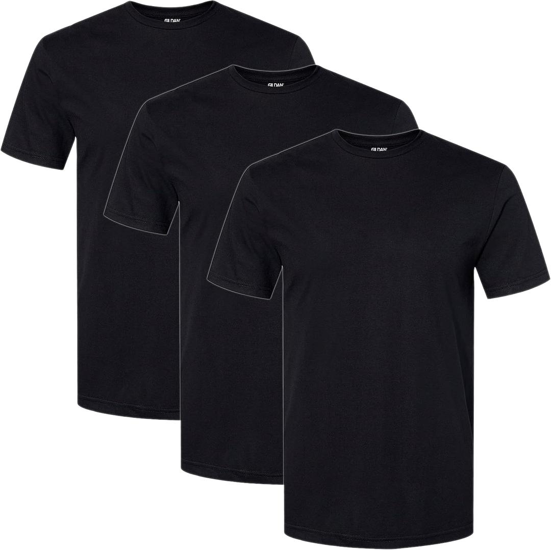 Gildan Men's Cotton Stretch T-Shirts, Multipack (XX-Large, Black Soot (Crew 3-pack))