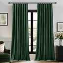 Dark Green Pinch Pleated Velvet Blackout Curtains 84 inches Long 2 Panels Set, Green Luxury Elegant Drapes for Bedroom Living Room, Thermal Insulated Back Tab Window Panels, W40 x L84, Home Decor