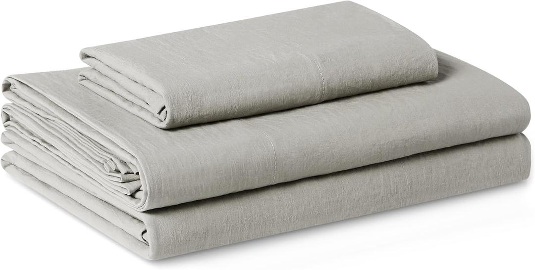 Amazon Basics Twin XL Bed Sheet, 3-Piece Bedding Set, Double Brushed Microfiber, Ultra Soft, Easy Care, Grey