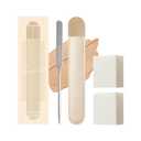 Piccasso Professional Makeup Spatula Sponge 2 Set - Stainless Steel Foundation Spatula for Thin & Seamless Base - K-Beauty Korean Tool for Flawless Finish - Includes Leather Case