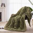 Chunky Knit Blanket Throw - 100% Hand Knitted Chunky Throw Blanket for Couch, Thick and Warm Blanket for Winter, Olive Green, 50x60 Inches