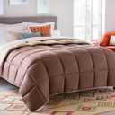 Linenspa Reversible Down Alternative Comforter and Duvet Insert, for King Size Bed  All-Season Comforter with Box Stitch and 8 Duvet Loops  Bedding for Kids, Teens, and Adults  Sand / Mocha