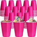 120 pcs 16 oz hot pink plastic cups 16 oz pink plastic Disposable Cups pink Party Cups for drinking Tastings served Snacks Barbecues Picnics