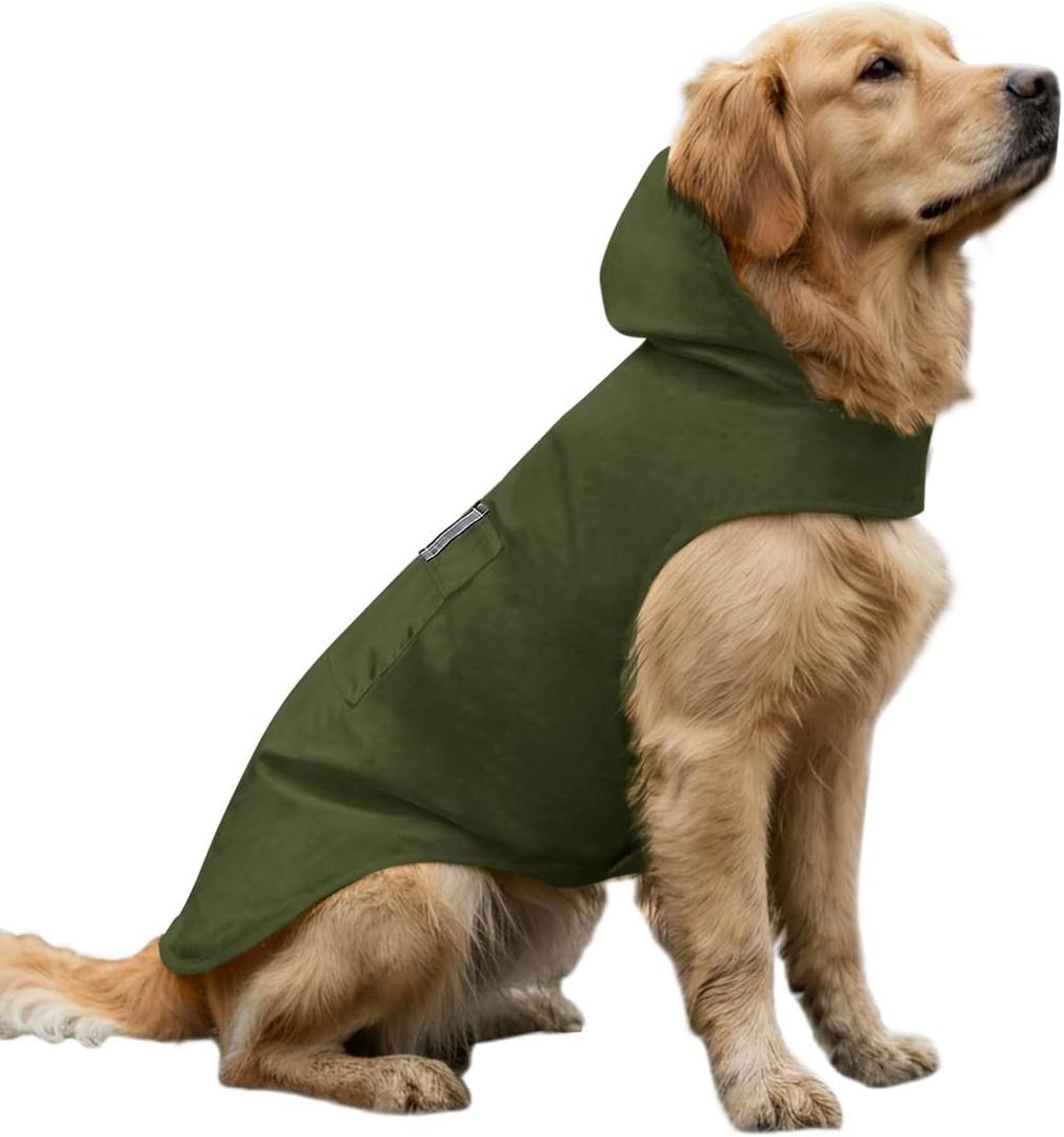 Dog Raincoat Reflective Adjustable Hooded Pet Rain Jacket Poncho with Leash Hole for Dogs S-5XL