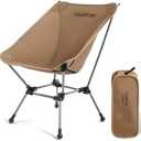 Camptime Portable Camping Chair Plus, Larger & Roomier, Compact and Lightweight, Folding Chair for Backpacking & Hiking, 330Lbs Capacity, Khaki