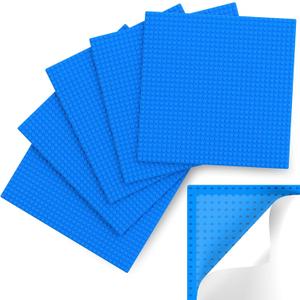 Pokiiulk Classic Baseplates, Peel and Stick Base Plates for Building Bricks, Compatible with Major Brands, Self-Adhersive Base for Bricks 10" x 10", 6 Pack Blue