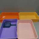 6 Set Small Cat Litter Box Kitten Litter Pan 12.3" x 8.5" x 2.7" Rabbit Plastic Litter Tray with 6 Scoop for Easy Cleaning, Hamster/Guinea Pig/Hedgehog Travel Toilet Pan