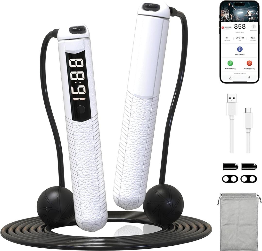 Cordless Gravity Jump Rope, Smart Jump Rope with Counter for Gym, Fat Burning & Calorie Burn, APP Data Analysis, Home Workout Equipment for Women Men