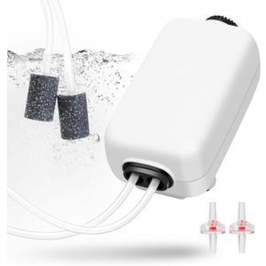 AQUANEAT Aquarium Air Pump for 20-210 Gallon Tank, Fish Air Bubbler, Hydroponic Oxygen Aerator with Stones, Airline Tubing, Check Valves