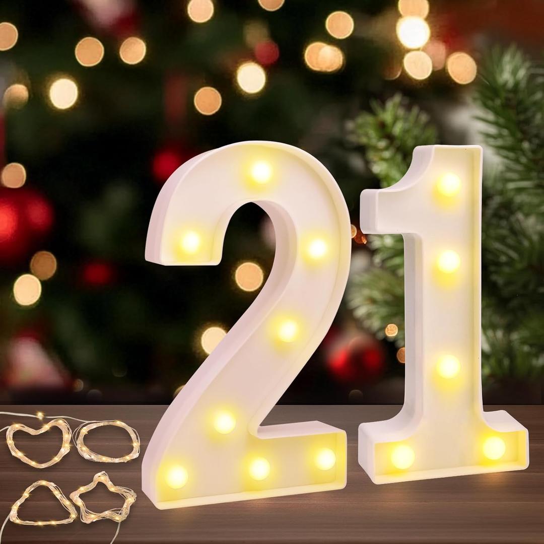 Light up numbers for party, 21st birthday decorations for her, number blocks 21, happy 21st birthday decorations, 21st birthday gifts for her, birthday decorations for women room decor