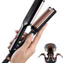 CIVEYA Mini Hair Crimper for Short Hair, Small Crimper Hair Tool for Volumize Tight Beach Waves, Travel Size 3 Barrel Hair Waver 1/2 inch with Anti-Scald Shell, Easy to Use