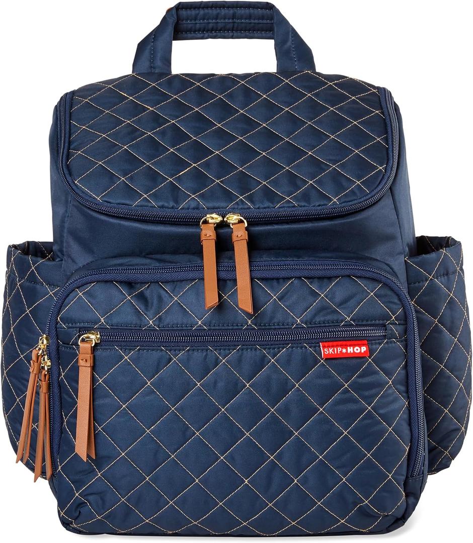 Skip Hop Diaper Bag Backpack: Forma, Multi-Function Baby Travel Bag with Changing Pad & Stroller Attachment, Navy, 1 Count