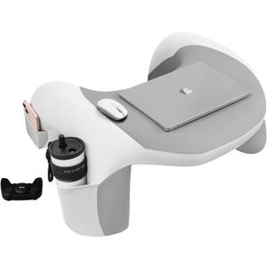 Laptop Lap Desk, Reading Pillow for Bed, Memory Foam Arm Rest Support Gaming Pillow with Cup/Phone Pocket, Laptop Lap Desk for Working, Gaming, Reading on Couch Bed Floor- White