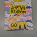 ARTISTRO 60 Acrylic Paint Markers for Rock, Fabric, Wood, Glass, Decoration - Dual-Tip Paint Pens for Coloring Books for Adults, Teens, Kids - Art and Craft Supplies Kit - Gift Idea