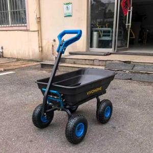 VIVOHOME 660lb Wheelbarrow Garden Cart Dump Wagon with 2-in-1 Convertible Handle