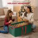 128 Ornament Storage Box, Adjustable Dividers, Stackable Holiday Ornament Organizer with Lid, Durable Fabric Bin for Christmas Decorations  Reinforced Handles, Dustproof, Space-Saving Design (Green)