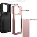 Nvollnoe Compatible with iPhone 15 Pro Case with Card Holder Heavy Duty Protective Dual Layer Shockproof Hidden Card Slot Slim Wallet Phone Cover for Women&Men 6.1 inch(Rose Gold)