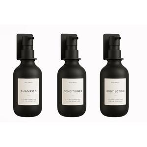 2 PACK Molimoli Soap Dispenser, Bathroom Soap Dispenser Set, Glass Dispenser, Soap Dispenser for Kitchen, Kitchen Soap Dispenser Pump, 500ml/16.9 Oz, Set of 6, Black