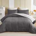 Exclusivo Mezcla Lightweight Reversible Twin Size Comforter Set, Down Alternative Comforter with 1 Pillow Sham, Twin Size Bedding Set for All Seasons, Grey