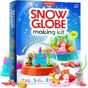 Dan&Darci Snow Globe Making Kit for Kids - Make Your Own Water Globes Kits - Kid Christmas Stocking Stuffers Craft Activities for Age 3 4 5 6 7 8 9 - DIY Art Crafts - Gifts Ideas and Toys for Boys