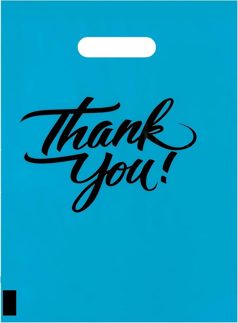 Infinite Pack Thank You Merchandise Bags, Die Cut Handles, Retail Shopping Bags for Boutique - Choose Color & Size (9" X 12", PACK OF 100, Teal)