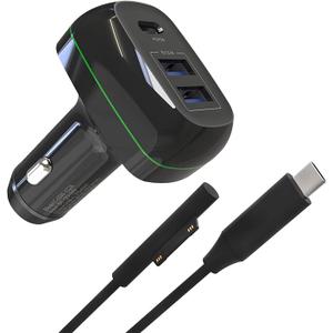 Surface Pro Surface Laptop Car Charger, USB C Car Charger Compatible with Surface Pro 7/6/5/4/3, Surface Laptop Go2/1, Surface Book/Go 3/2/1, Dual USB Port for iPad, Phone, Switch