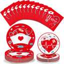 200 Pcs Graduation Nurse Party Decorations Doctor Nurse Week Party Plates Include 9 Inch 7 Inch Paper Disposable Plates Lunch Napkin Medical Birthday Party Tableware Set for Nursing School(Red)
