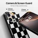 Jusnfu for iPhone 13 Pro Max Case 6.7 Inch, Trendy Checkered Aesthetic Cute Girly Design for Women & Girls, Checkerboard Pattern Phone Case, Slim Fit Silicone Protective Cover, Black and White