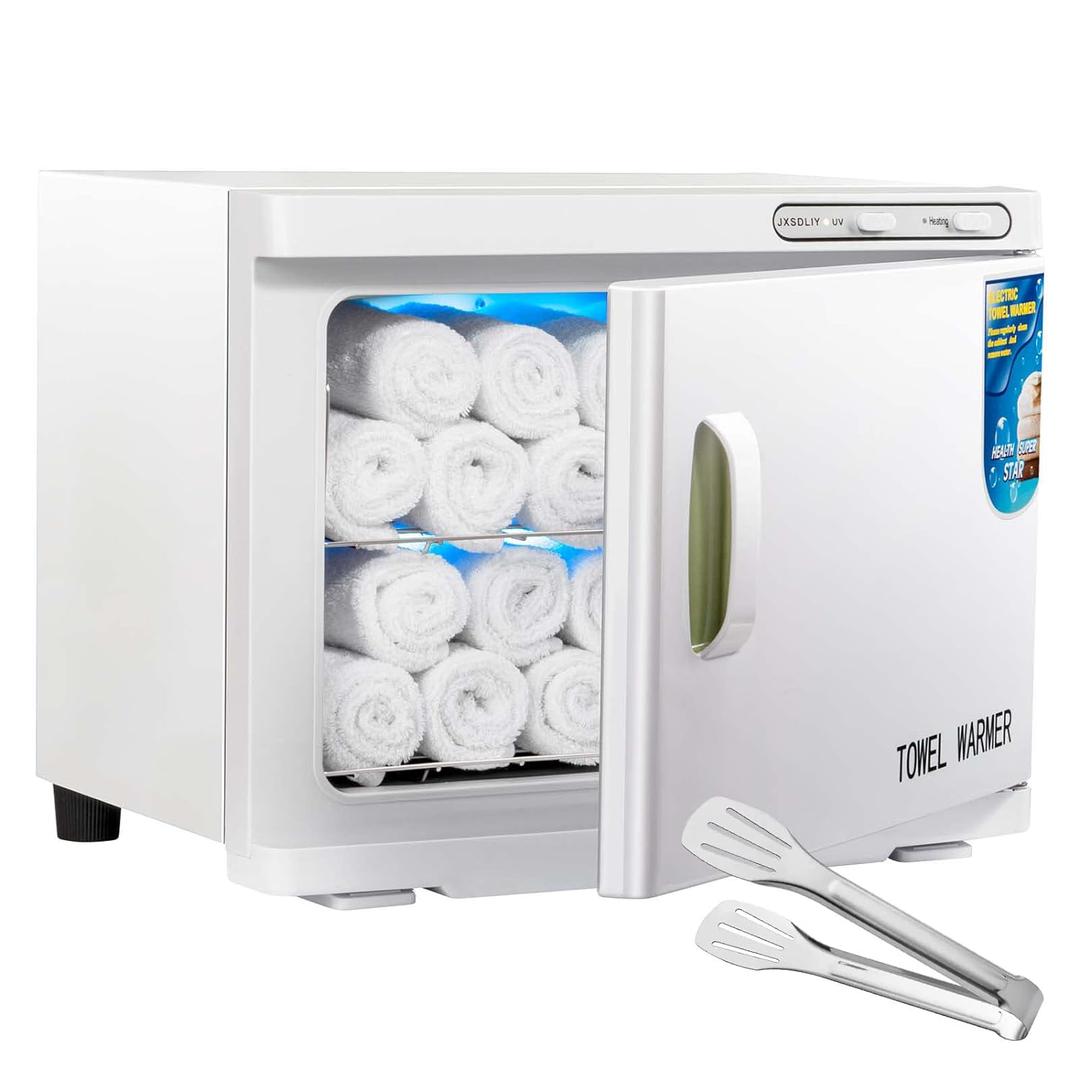 Hot Towel Warmer Cabinet with LED Light - JXSDLIY 23L Large Capacity Towel Cabinet for Bathroom 2-in-1 Professional Hot Towel Warmers for Facials SPA Massage Salon Heats Up Quick Towel Heater (white)