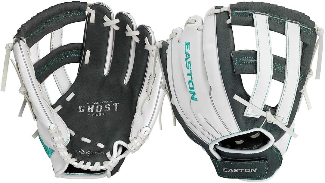 Easton | GHOST FLEX Youth Softball Glove | Right Hand Throw | 11" | Grey/White/Mint