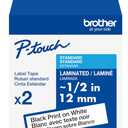 Brother Genuine TZe231-1/2 2PK Black Print on White Label Tape. Each: 0.47 in x 26.2 ft (12 mm x 8 m) Total: 0.47 in x 52.4 ft (12 mm x 16 m)