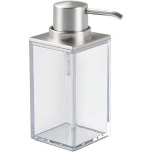 iDesign Soap Dispenser Pump, The Clarity Collection  10oz, 2.5" x 3.75" x 6.08, Clear & Brushed Nickel
