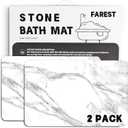 2 Pack Stone Bath Mat - Diatomaceous Earth Bath Mat Fast-Drying Stone Drying Mat Super Absorbent Diatomite Mats for Bathroom, Dish Drying, Bathtub (White Marble)