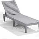 Nestl Patio Chairs - Grey Chaise Lounge Chair Outdoor, 5-Position Adjustable Sun Tanning Chair, Waterproof Pool Lounge Chairs, Reclining Lawn Chair, Lightweight Outdoor Lounge Chairs, Single
